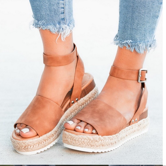 Snakeskin/ Leopard/ Tan Platform Espadrille Sandal - Picture 7 of 8